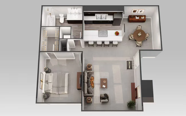1 Bedroom 1 Bath 2070 floor plan